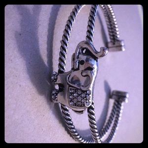 Silver elephant cuff